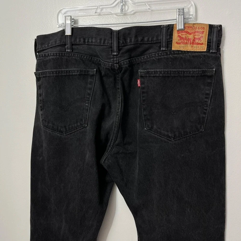 Levi's 505 Regular Fit Jeans Men 40x32 Black Straight Leg Denim Pants 00505-0260